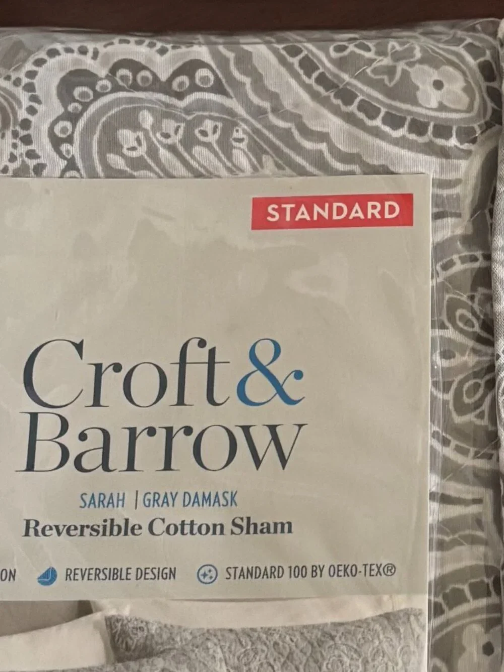 Grey and White Cotton Pillow Sham Bedding